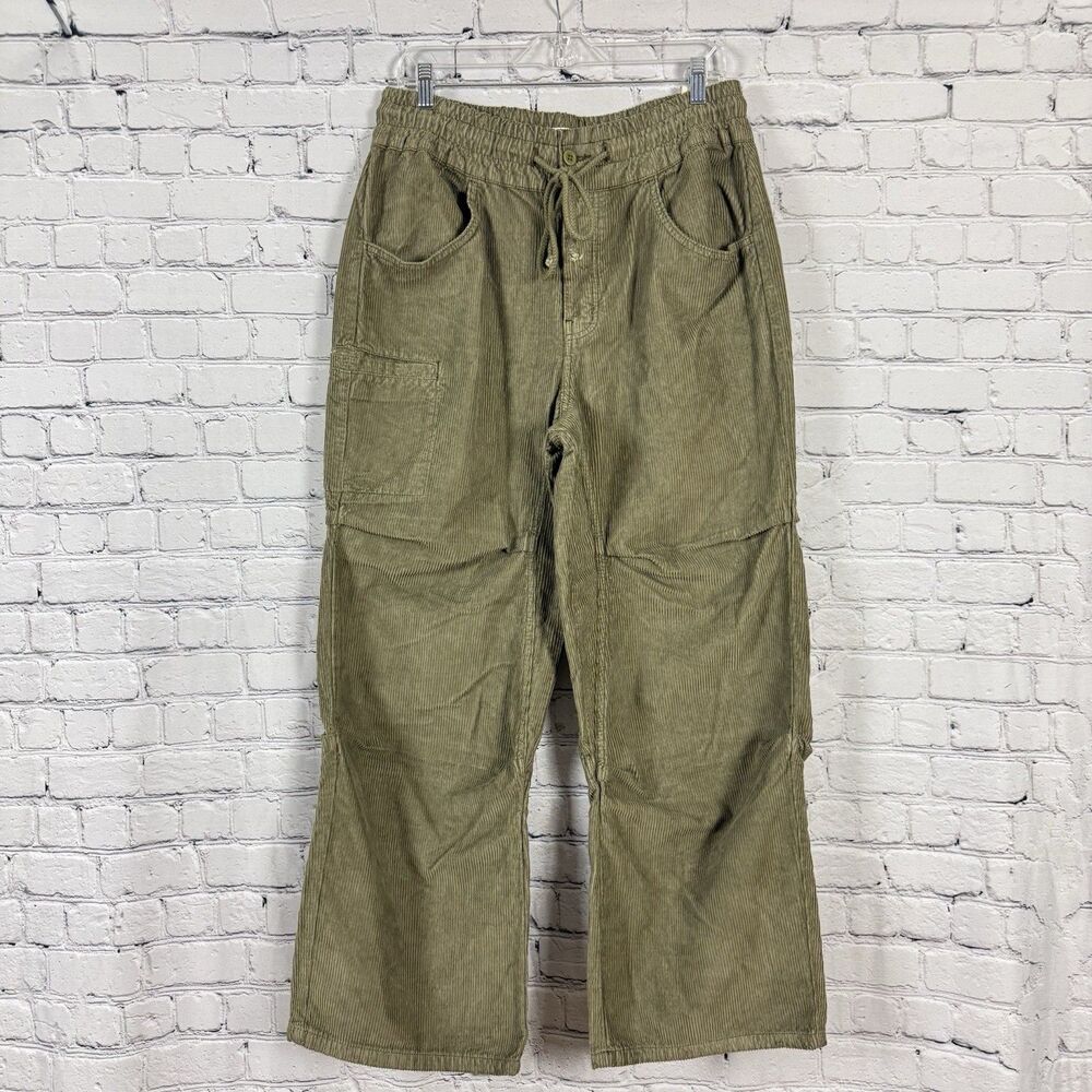 NWT We The Free People Modern Love Pull On Cord Jeans Green High Rise - Picture 5 of 16